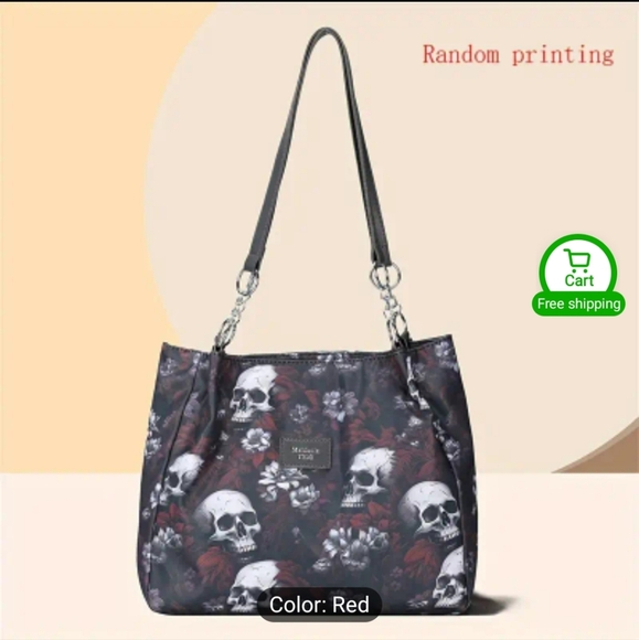 Handbags - Red Gothic Purse Skulls NWT